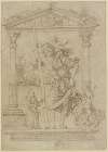 Der Heilige Christophorus mit kniendem Stifter, in Renaissance-Umrahmung