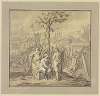 Ein am Baum der Erkenntnis Sitzender erhält Unterweisungen von Moses und Johannes dem Täufer
