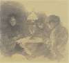 Drei Frauen unter einer Tischlampe