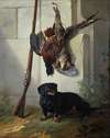 The Dachshound Pehr with Dead Game and Rifle