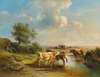 Herdsman with Herd of Cows on the Banks of the Stream