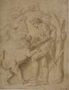 Hyrde fjerner en torn fra en løves pote Studie til en af stucco reliefferne i Giardino della Grotta, Palazzo Tè, Mantua
