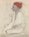 Man in a Red Turban Sitting Crosslegged