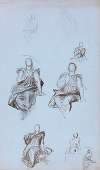 Studies of a Seated Draped Figure with a Book