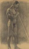 Study of a Standing Man with a Stick