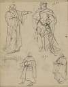 Figuren in kostuums uit 1350 en 1370