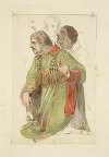 Man in green tunic with tassels about the neck line, three figures in background, Ghirlandaio
