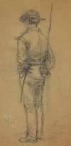 Full-length sketch of soldier
