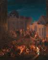 Die Barrikade auf dem Michaelerplatz in der Nacht vom 26. auf den 27. Mai 1848