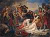 Karl I. von Anjou an der Leiche Manfreds nach der Schlacht von Benevent am 26. Februar 1266