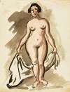 Standing Female Nude with Drape