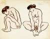 Two Female Nudes, Sitting