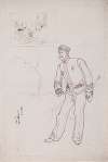 Preparatory Drawing for a Woodblock Print Depicting a Japanese Naval Officer during the Sino-Japanese War