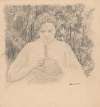 Embroidering woman
