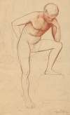 Male Nude Study Against the Background of a Landscape
