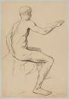Nude Male Sitting with His Right Hand Extended, Shown in Profile