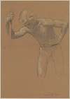 Sketch of a naked boy leaning forward