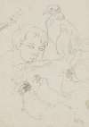 Study of a boy resting his head on his hand, depicted to the arms.