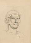 Study of a warrior’s head in a helmet