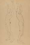 Two Male Nudes with Raised Hands