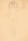 Stehender Akt von vorne mit erhobenem linken Arm (Standing nude with raised left arm)