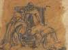 Two monks kneeling in front of the abbot