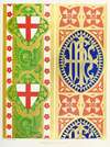Orphreys of Copes; 1. St. George, Shield and Dragon ; 2. The Five Crosses with the Holy Name in the First.