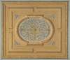 Design for a ceiling decorated with bands of oak leaves and a central panel of scrolls and rinceaux