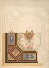 Design for a paneled ceiling to be painted in grotesque motifs