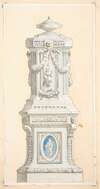 Design for an ornamented stone pedastal surmounted by an urn