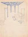 Interior design sketches for Alamac Hotel, 71st and Broadway, New York, NY.] [Incomplete interior perspective of a bathroom