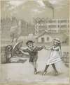 Dansende jongen en meisje in een stadspark of speeltuin