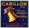 Carillon Brand Florida Grapefruit and Oranges Label