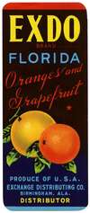 EXDO Brand Florida Oranges and Grapefruits Citrus Label