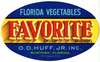 Favorite Brand Florida Vegetables Label