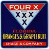 Four X Brand Florida Oranges and Grapefruit Label