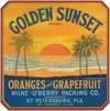 Golden Sunset Brand Oranges and Grapefruit Label