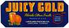Juicy Gold Brand Florida Citrus Fruit Label