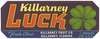 Killarney Luck Florida Citrus Label