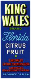 King Wales Brand Florida Citrus Fruit Label