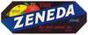 Zeneda Brand Florida Citrus Label