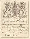 Trade Sheet for; Richard Hand, The Oldest Original Chelsey Bunn Baker at the King’s Arms Chelsey