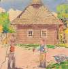 13. – Two Men in front of a Log House