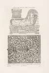 Lit et siège, tirés d’un MS du XIIe. siècle.; fragment des ferrures des portes latérales de la cathéd. de Paris, exécutés au XIIe. siècle.