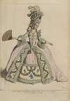 Riche mariee, en robe de ceremonie. Paris. 1774-80. D’ap[rès] une gravure de l’epoque.