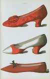 Brocade shoe; red and white satin shoe; shoe belonging to Rosa Anderson, a fair maid of Perth