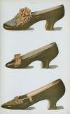 Three bronze shoes, the first worn on stage by the actress Miss Ada Cavendish