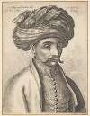 Head and shoulders of a Turkish man, with a moustache and a large turban