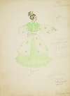 Pirates of Penzance: Kate. Patterned cream dress with green underskirt, and green coat