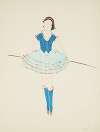 Runaway Clown: Tight Rope Dancer. Blue bodice, teal tutu, blue stockings, red headband